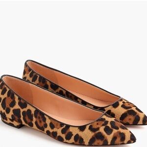 J Crew Calf Hair and Leather Pointed Toe Leopard Ballet Flats